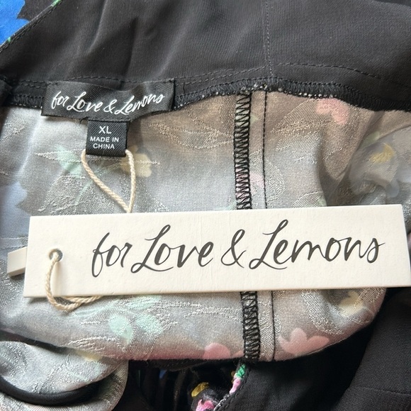 For Love & Lemons Lexy Mini Dress Long Sleeve Black Floral Jacquard XL NEW - Picture 13 of 15